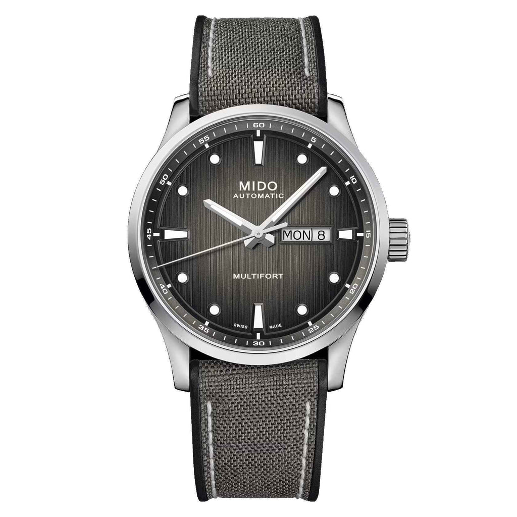 Orologio automatico Mido Multifort 42 mm grigio con cinturino tessuto e cassa acciaio