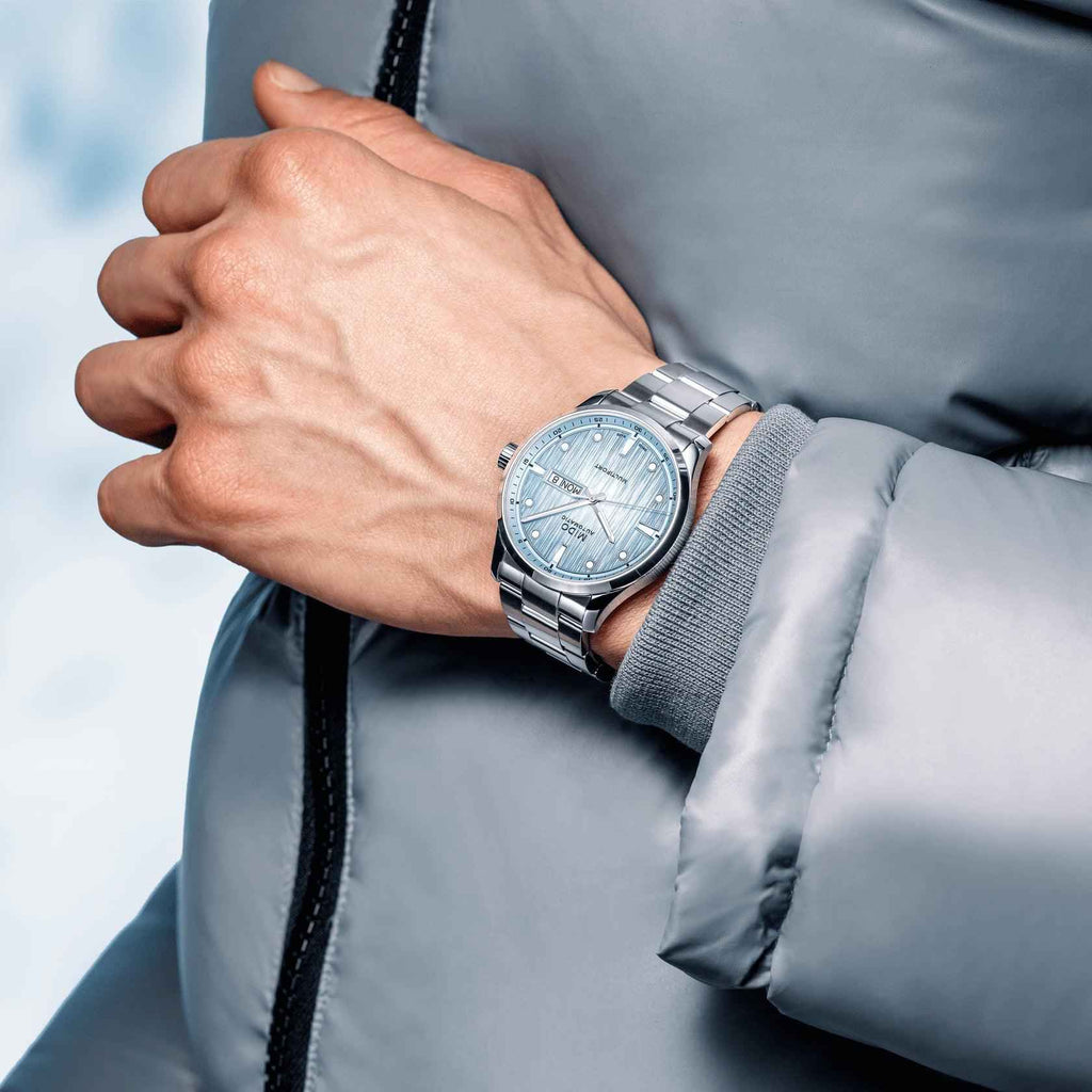 Orologio Mido Multifort turchese in acciaio al polso, quadrante automatico