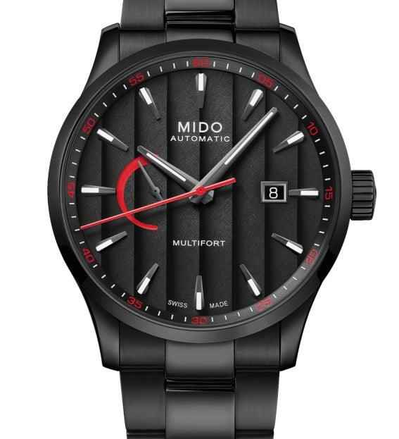 Orologio automatico Mido in acciaio PVD nero, quadrante nero con lancetta rossa