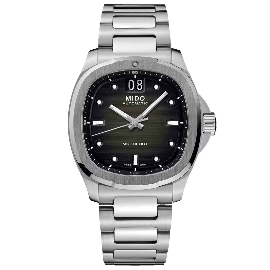 Orologio automatico in acciaio con quadrante nero e bracciale a maglie