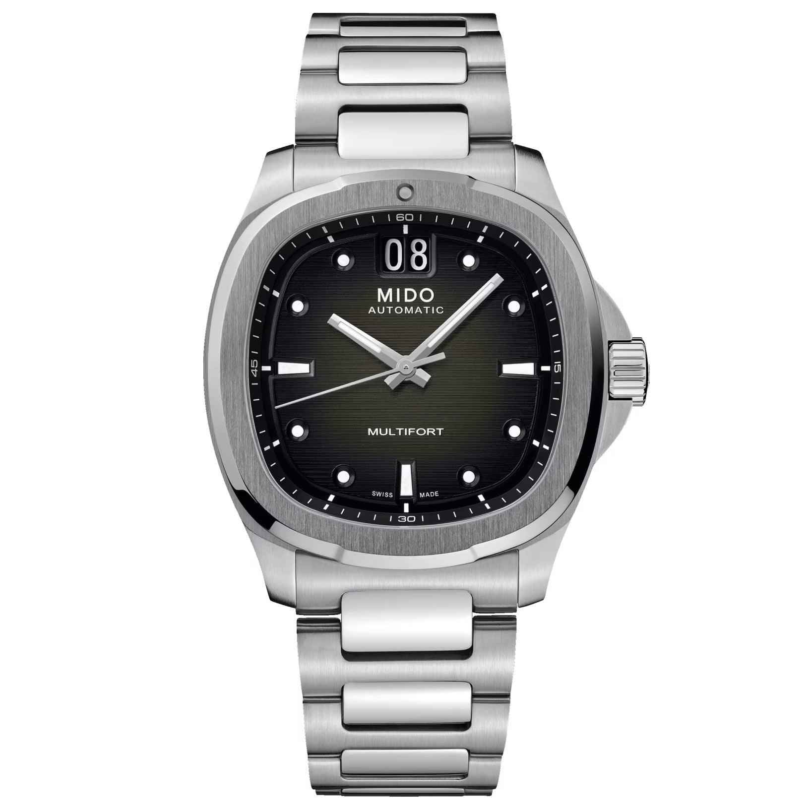 Orologio automatico in acciaio con quadrante nero e bracciale a maglie