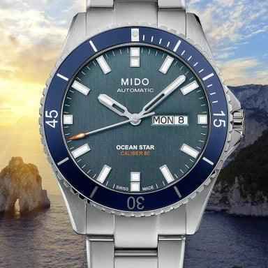 Orologio Mido Ocean Star automatico, bracciale d’acciaio, quadrante blu con MON 8