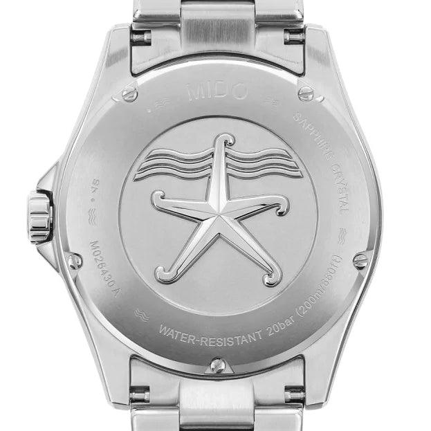 Orologio Mido Ocean Star con quadrante argento e stella al centro, cassa acciaio