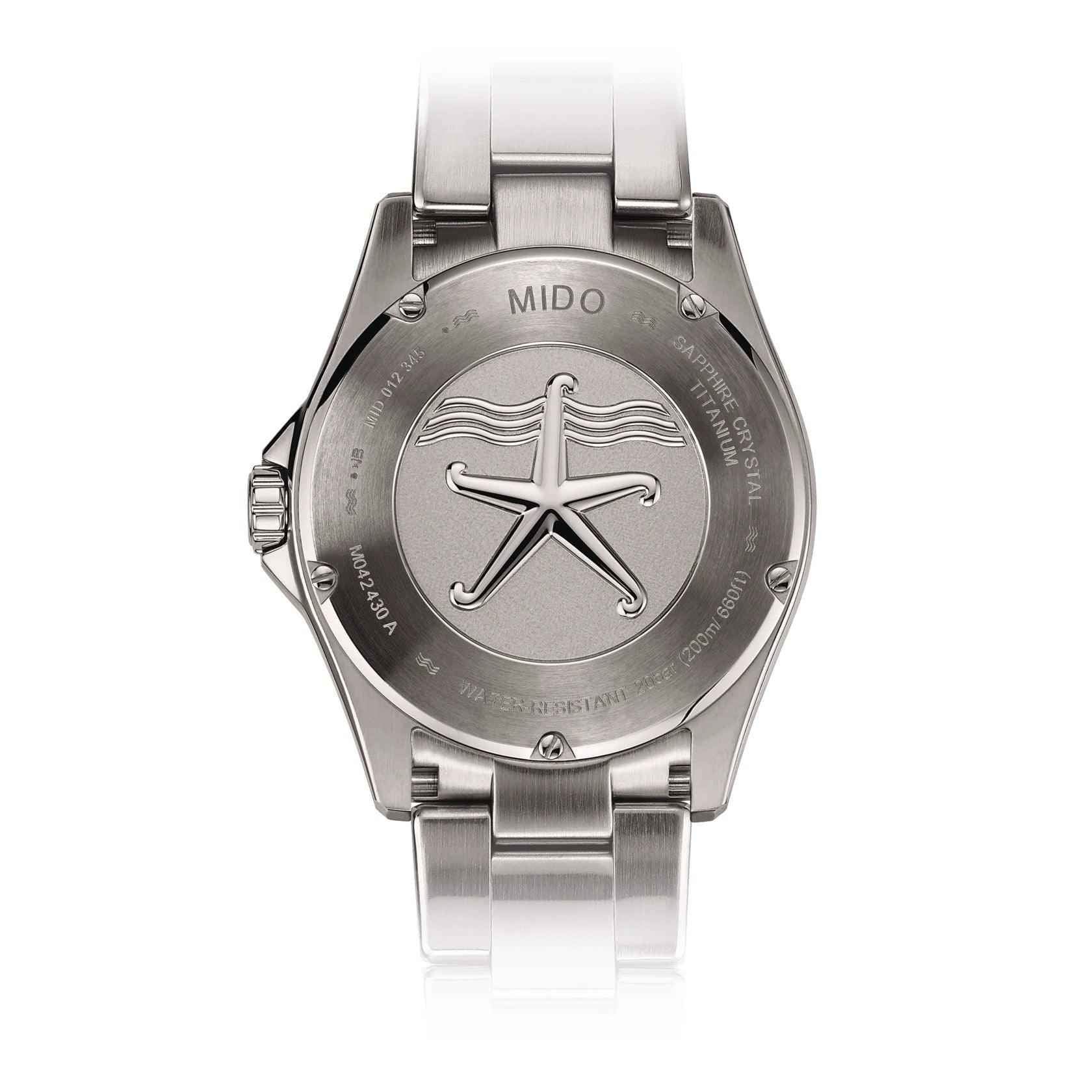Orologio Mido con fondello in titanio e motivo a stella, bracciale in titanio