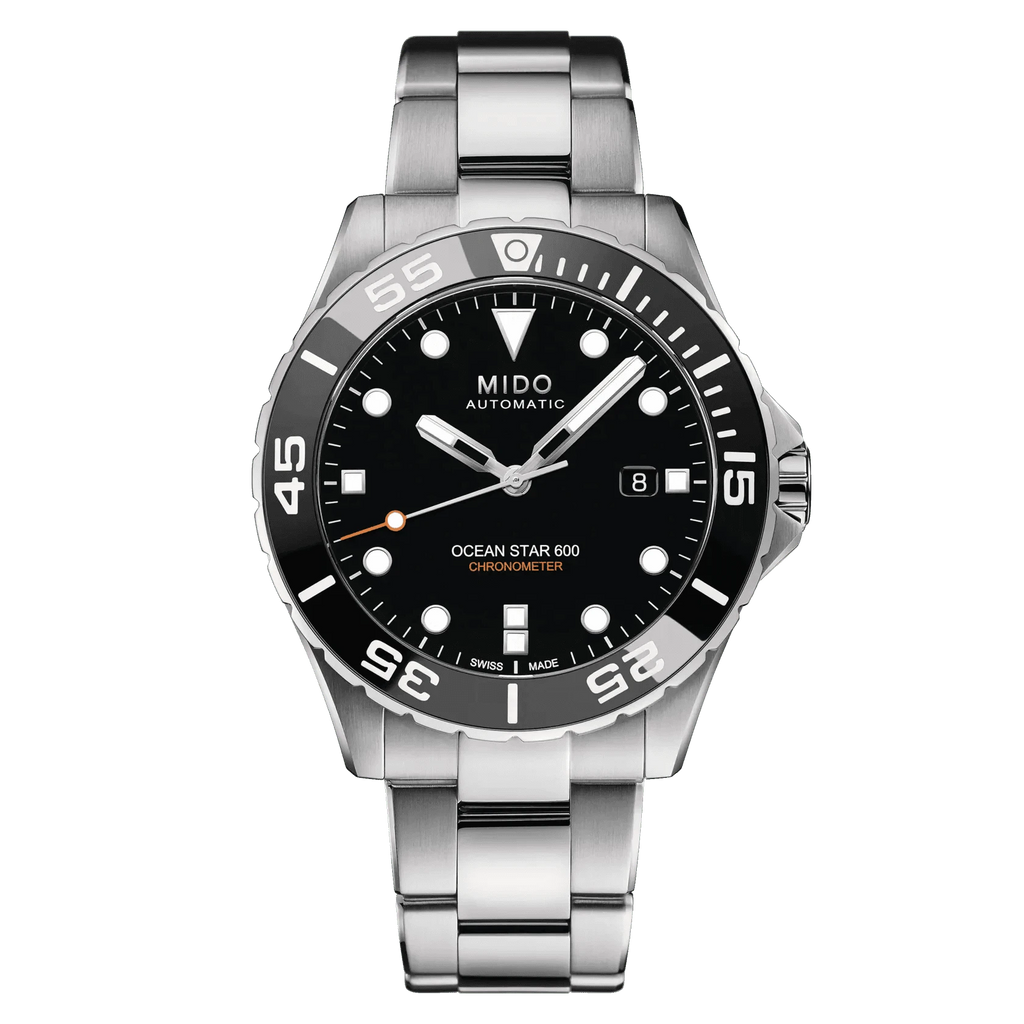 Orologio Mido Ocean Star 600 automatico nero con quadrante nero e cinturino d’acciaio