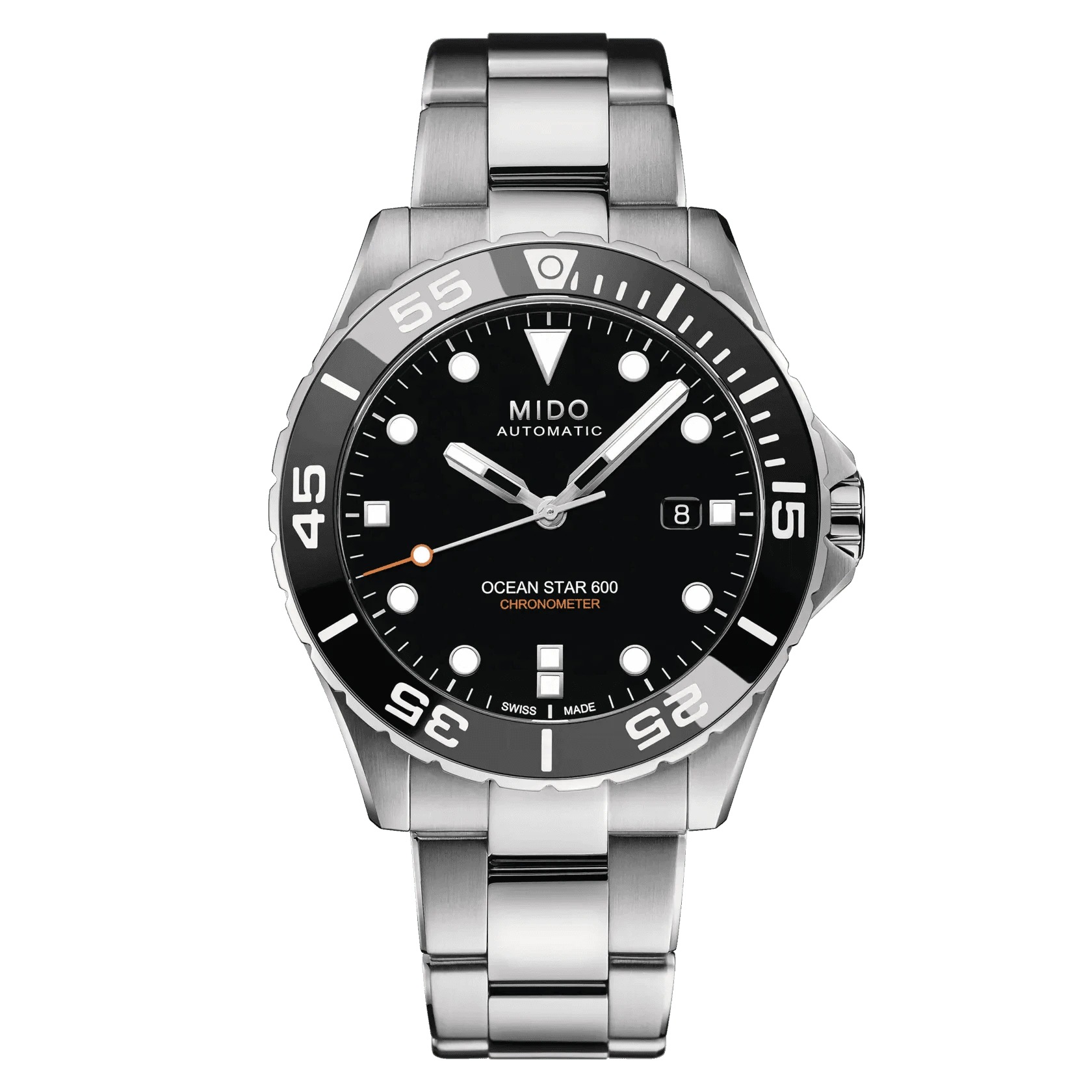 Orologio Mido Ocean Star 600 automatico nero con quadrante nero e cinturino d’acciaio