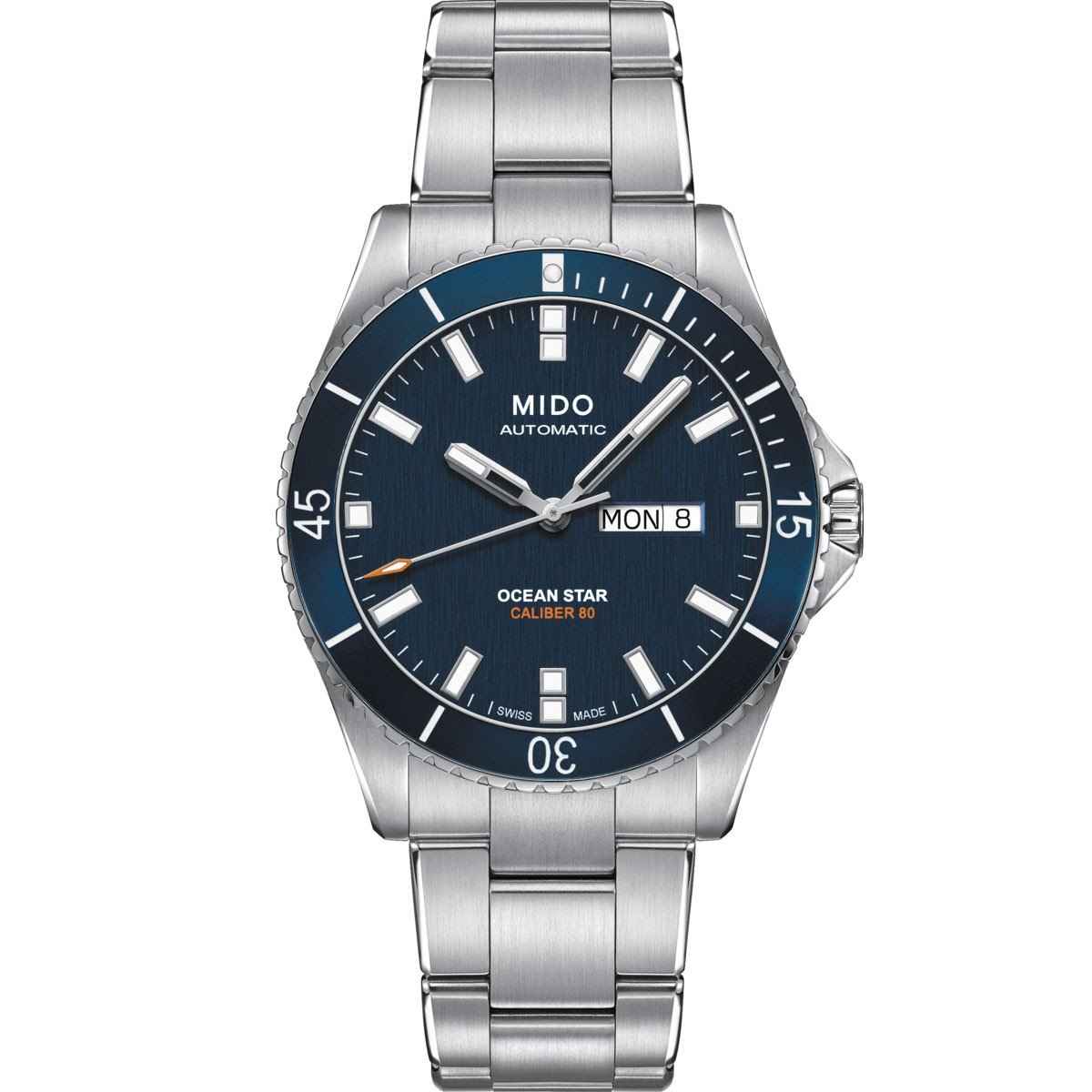 Orologio Mido automatico Ocean Star con cinturino in acciaio e quadrante blu