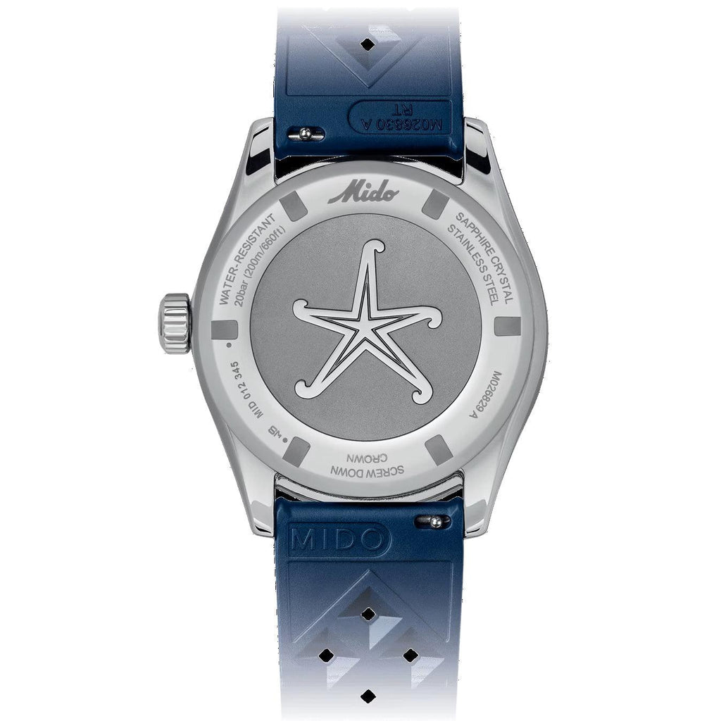 Orologio Mido Ocean Star 40 mm con quadrante grigio stella e cinturino blu