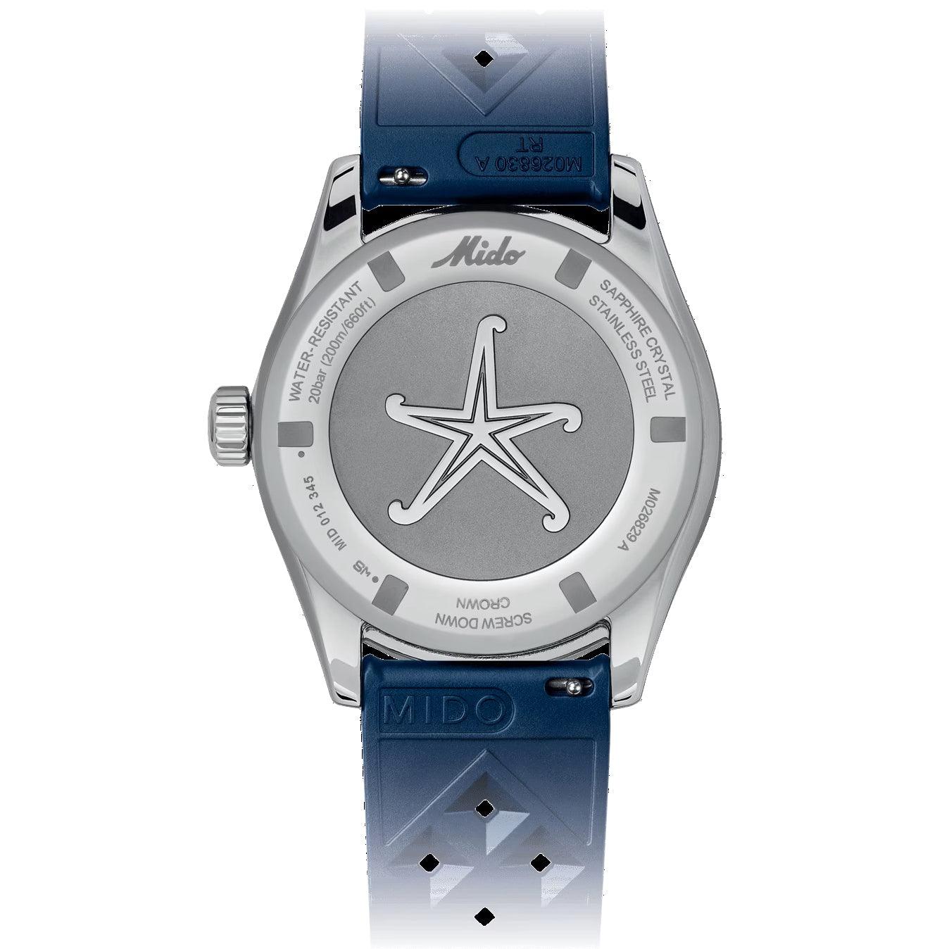 Orologio Mido Ocean Star 40 mm con quadrante grigio stella e cinturino blu