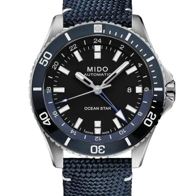 Orologio Mido Ocean Star GMT 44mm ceramica blu con cinturino tessuto