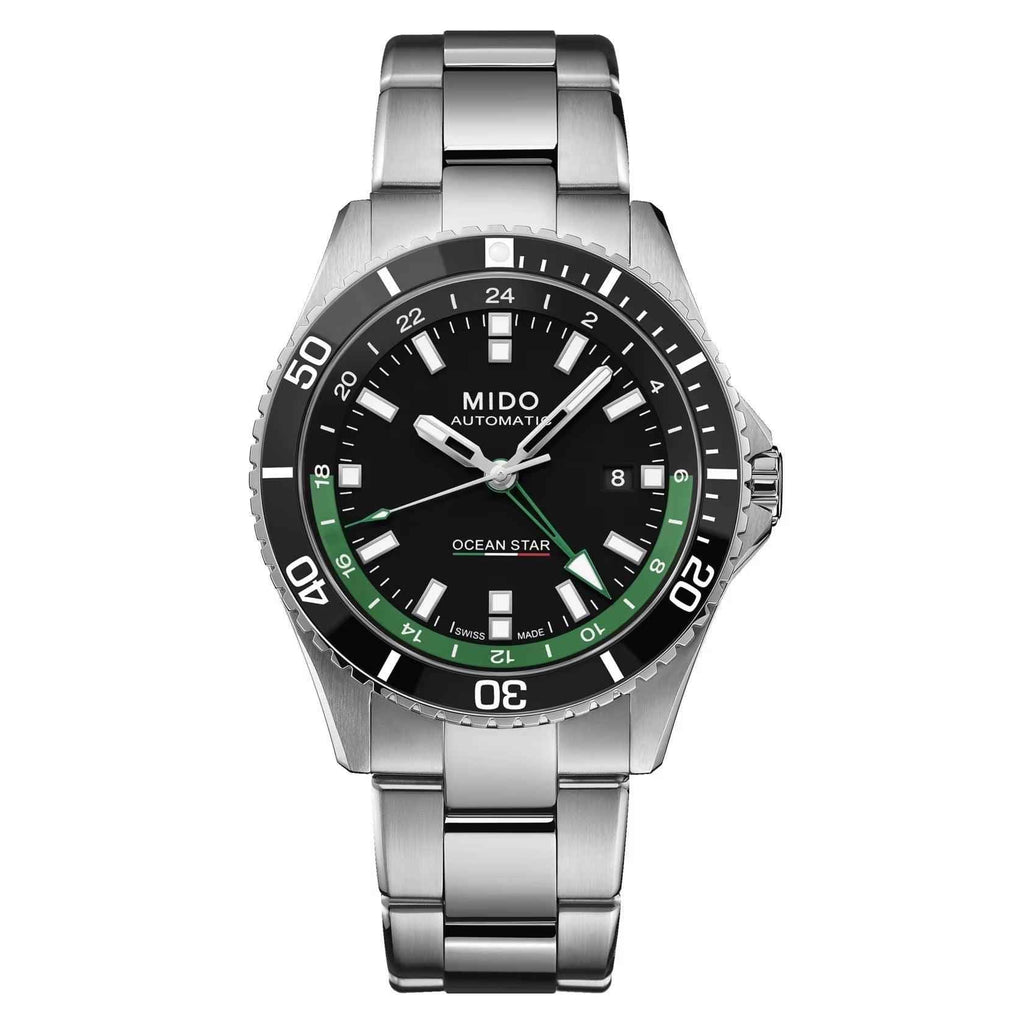 Orologio Mido Ocean Star GMT 44mm automatico, quadrante nero e lunetta nera