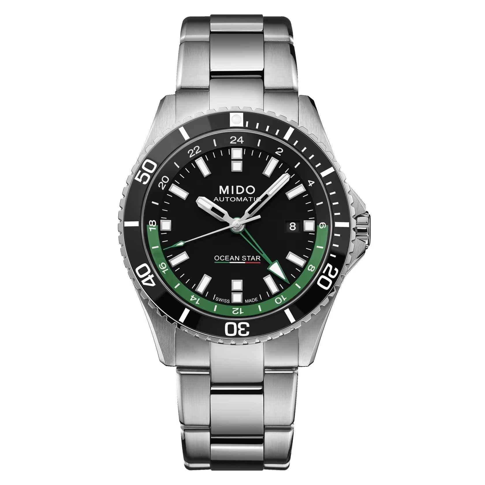 Orologio Mido Ocean Star GMT 44mm automatico, quadrante nero e lunetta nera