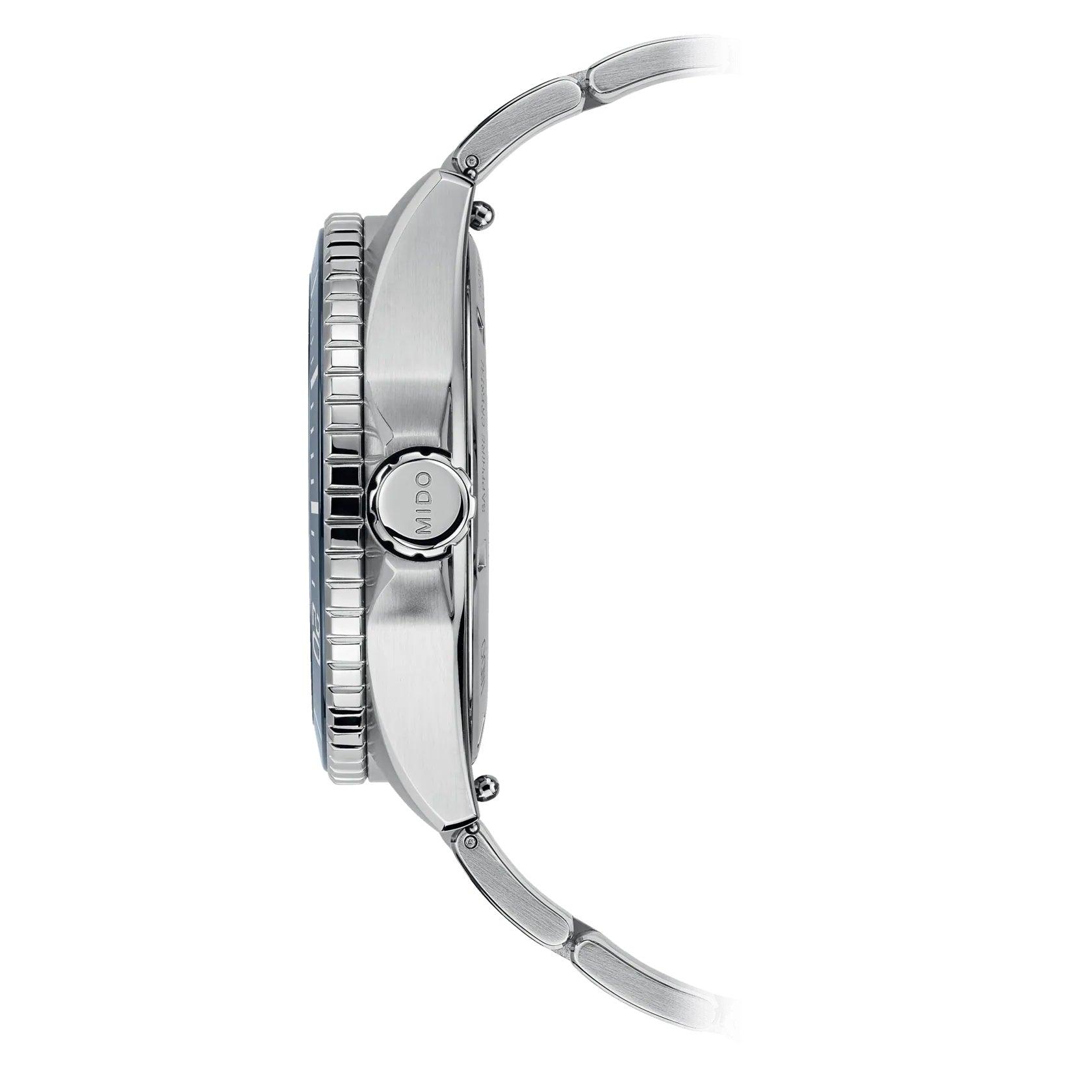 Orologio MIDO Ocean Star GMT, cassa e corona in acciaio, vista laterale