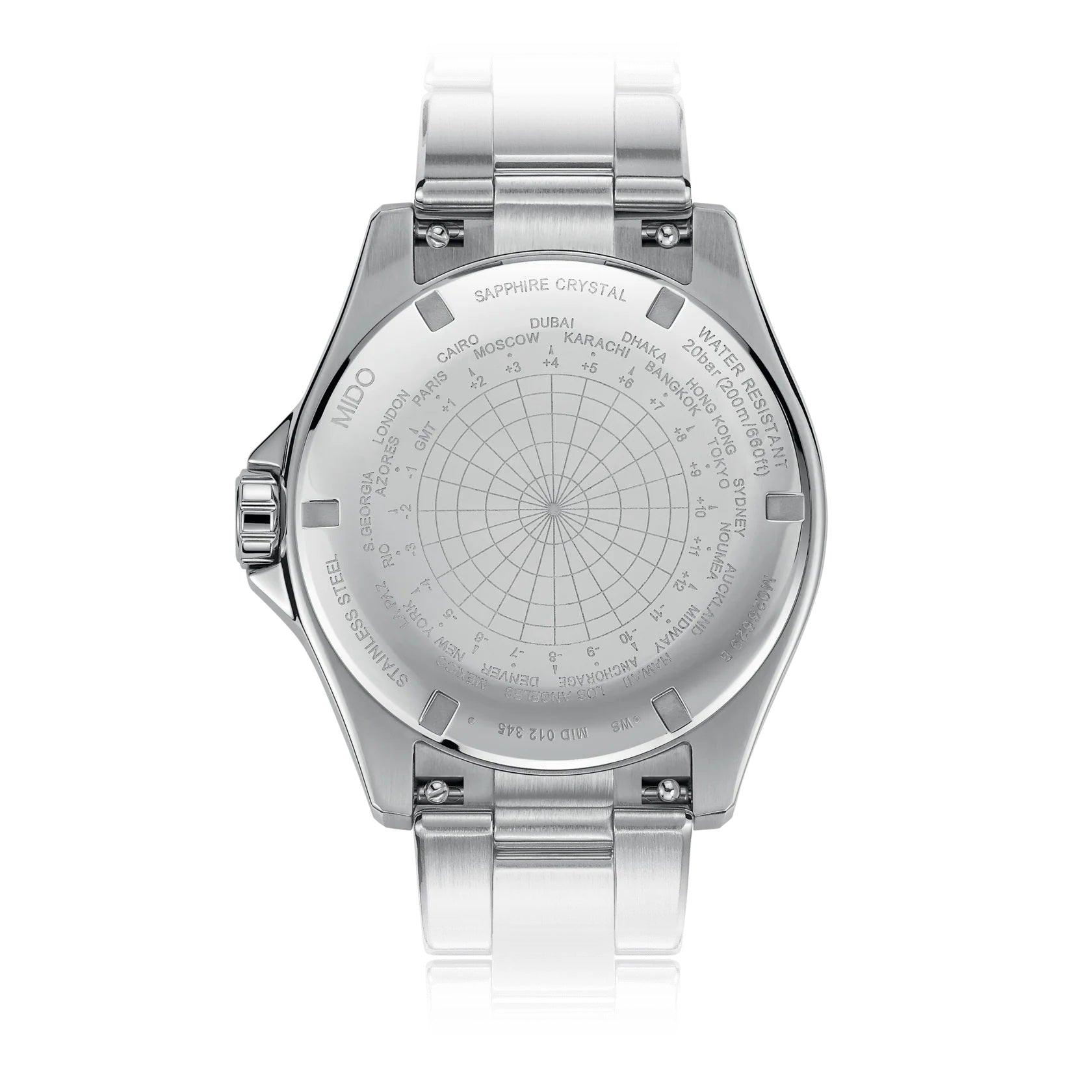Orologio MIDO Ocean Star GMT, retro in acciaio con incisioni e cristallo zaffiro