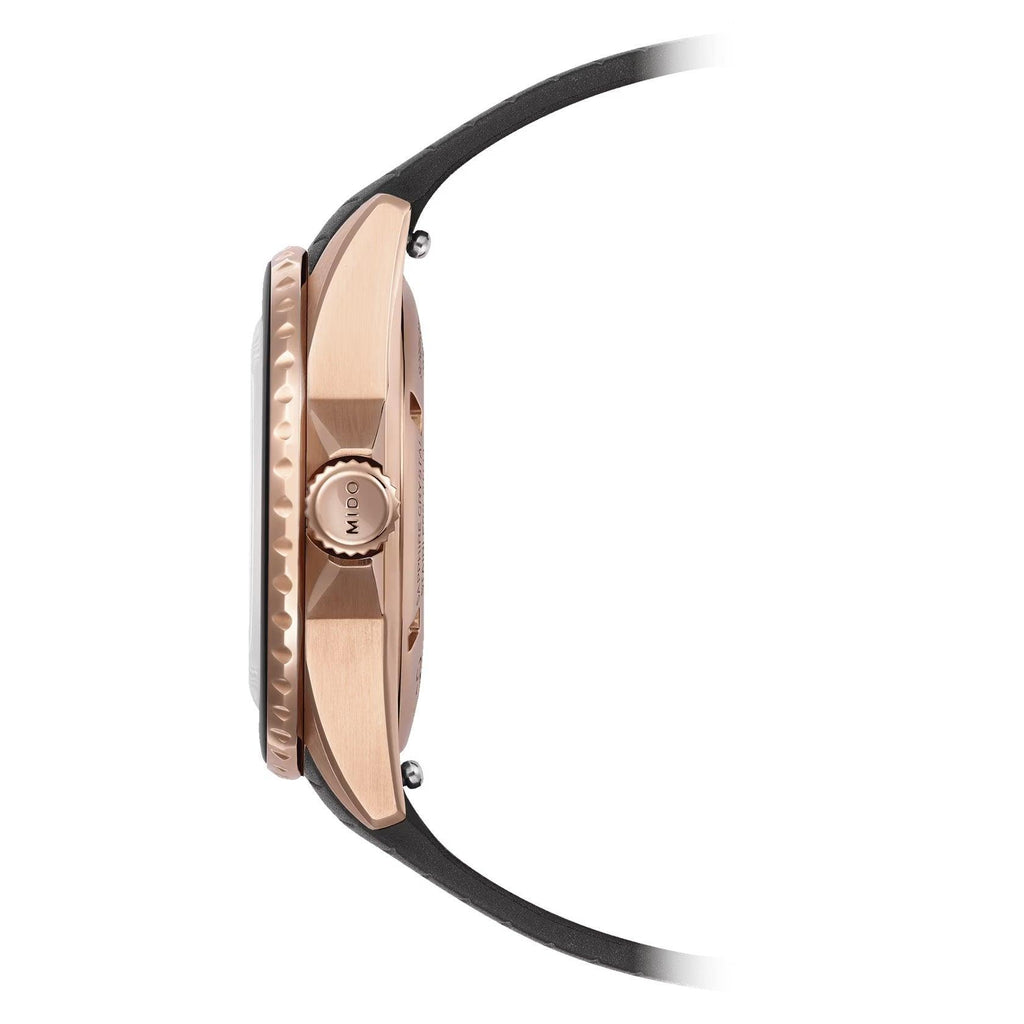 Orologio Mido Ocean Star Lady 36,5 mm automatico, cassa PVD oro rosa e cinturino nero