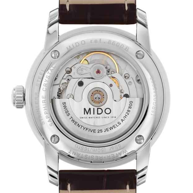 Orologio MIDO con fondello in acciaio e movimento automatico visibile