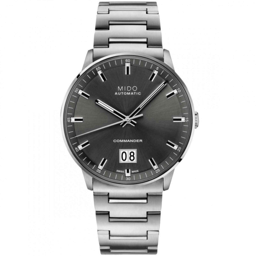 Orologio uomo Mido Commander Big Date 42mm in acciaio, quadrante scuro e datario 08