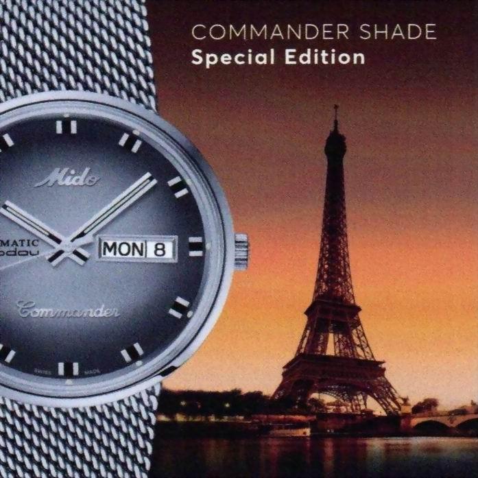 Orologio uomo Commander Shade, quadrante nero con datario e cinturino a rete