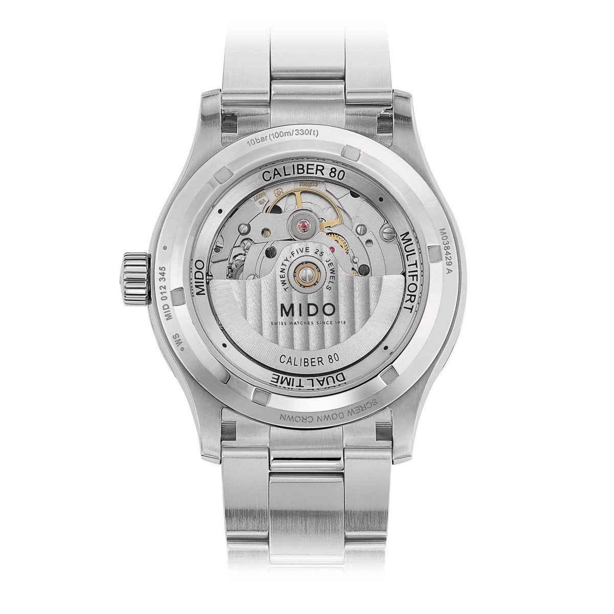 Orologio automatico in acciaio con fondello a vista e movimento Calibre 80