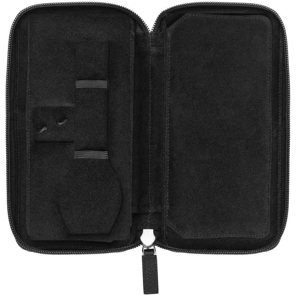 Astuccio nero per 2 orologi con rivestimento interno e due tasche imbottite