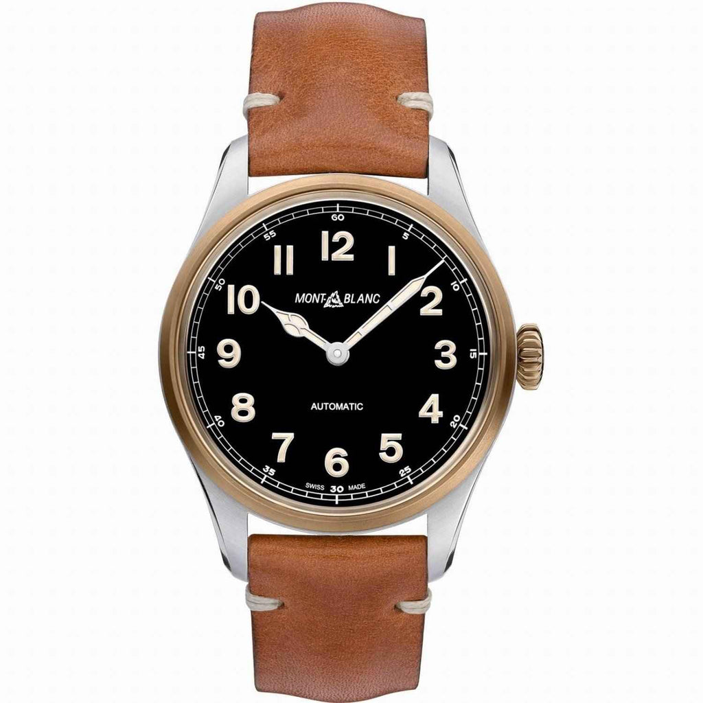 Orologio Montblanc 1858 Automatic 40 mm con cinturino in pelle marrone e quadrante nero