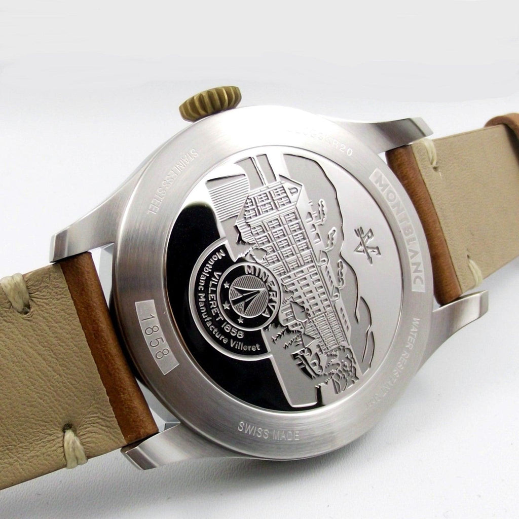 Montblanc orologio 1858 Automatic 44mm nero automatico acciaio e bronzo 116241 Capodagli 1937