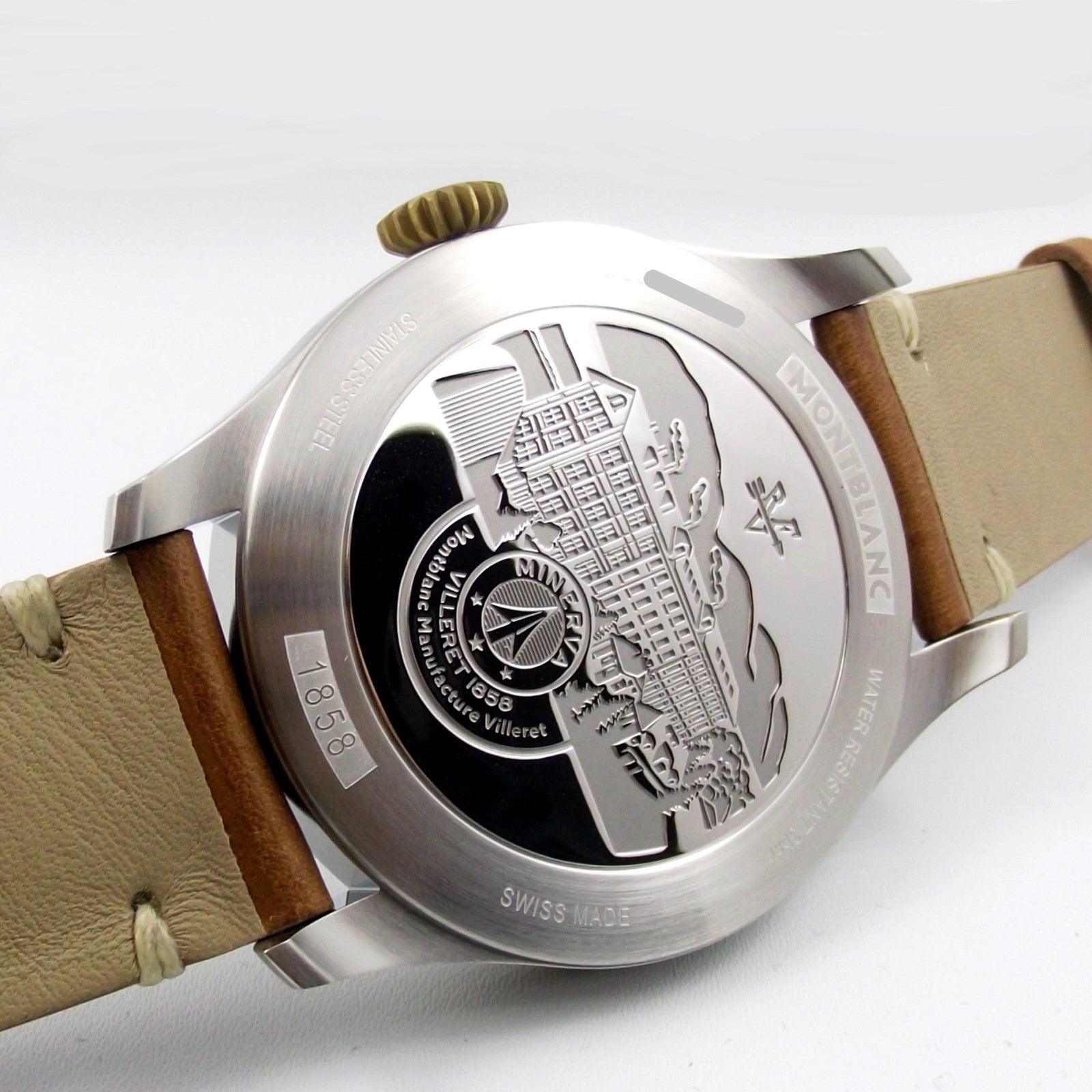 Montblanc orologio 1858 Automatic Dual Time 44mm nero automatico acciaio e bronzo 116479 Capodagli 1937