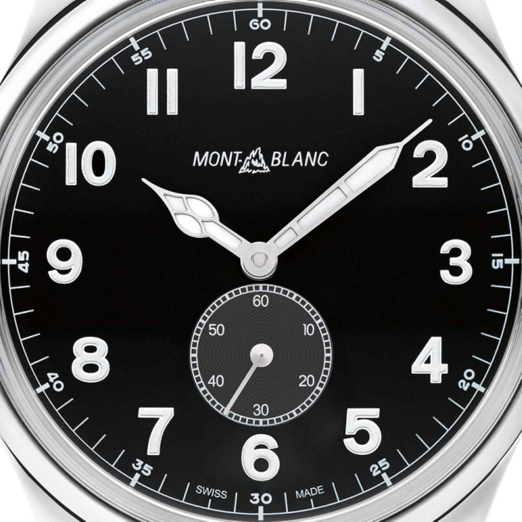 Orologio Montblanc 1858, quadrante nero con subsecondi e indici luminescenti