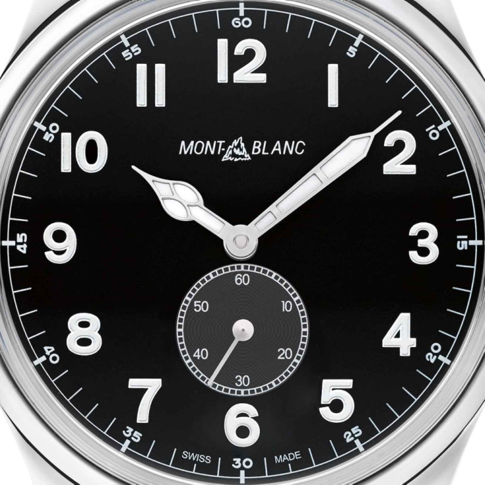 Orologio Montblanc 1858, quadrante nero con subsecondi e indici luminescenti