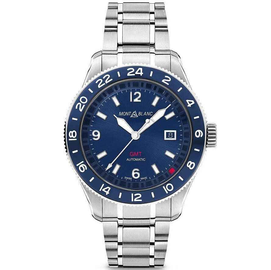 Orologio automatico GMT 42mm con quadrante blu e bracciale in acciaio