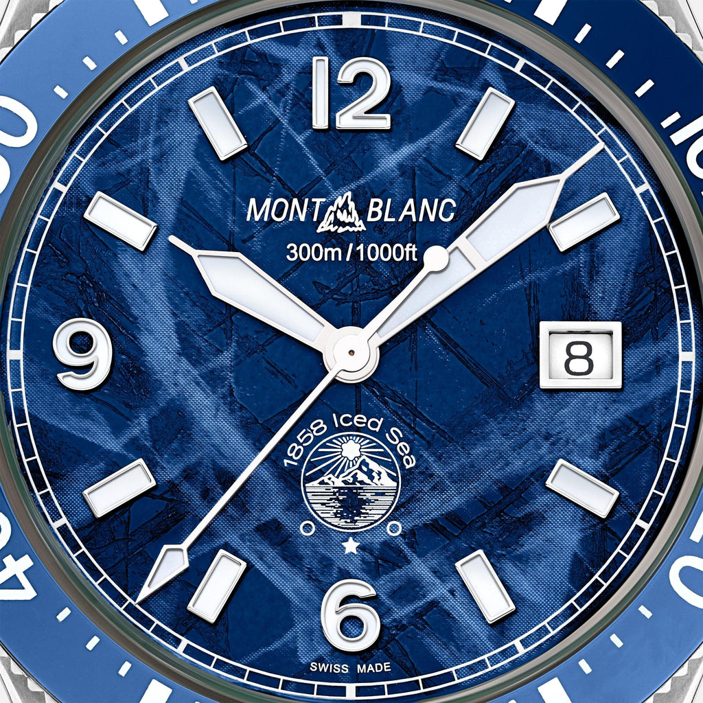 Montblanc orologio 1858 Ice Sea Automatic Date 41mm blu automatico acciaio 129370 Capodagli 1937