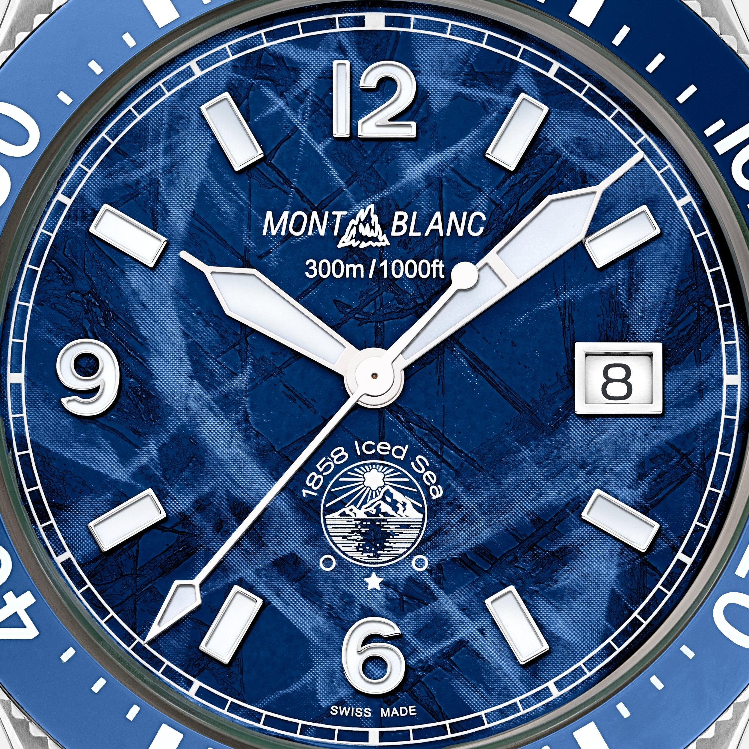 Montblanc orologio 1858 Ice Sea Automatic Date 41mm blu automatico acciaio 129370 Capodagli 1937