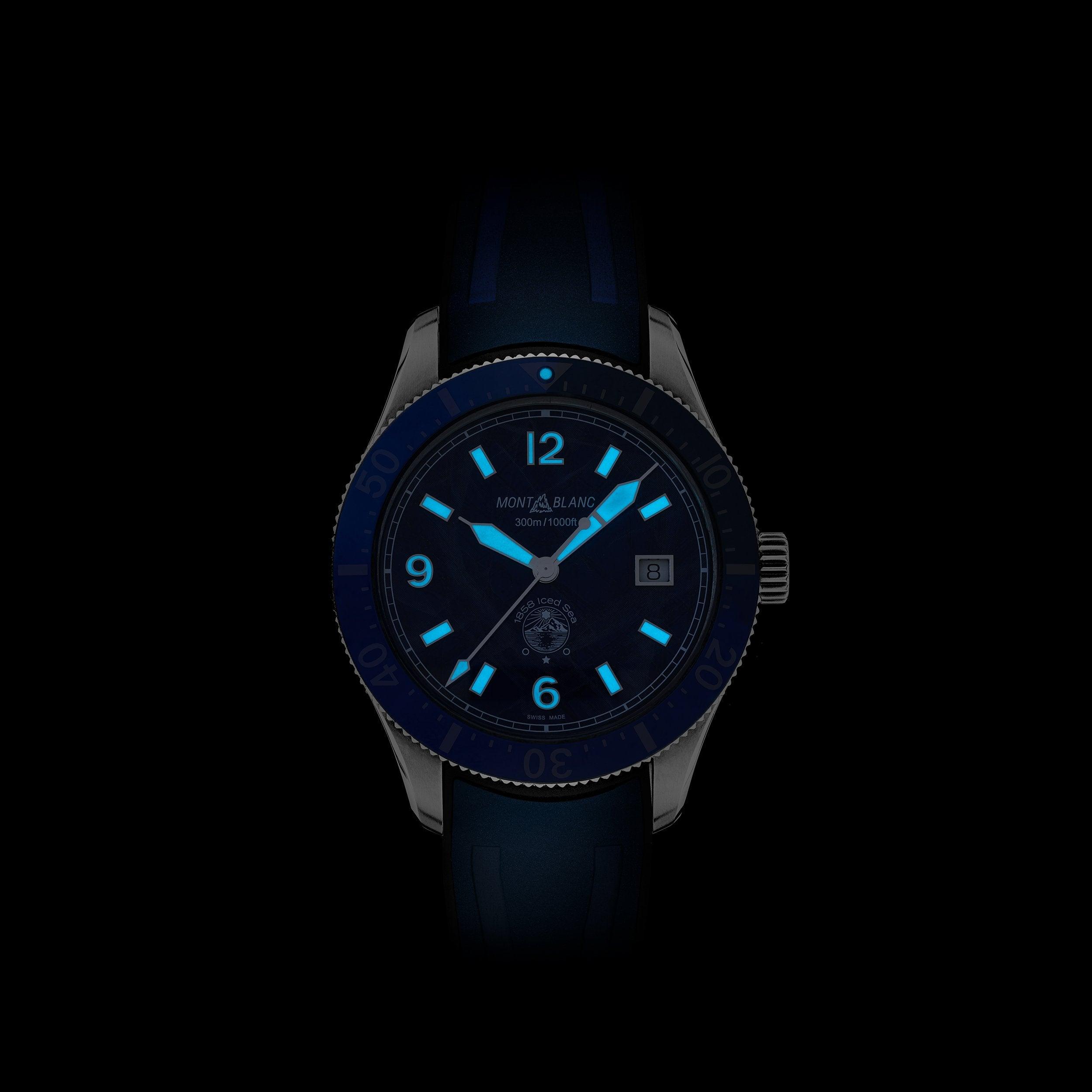 Montblanc orologio 1858 Ice Sea Automatic Date 41mm blu automatico acciaio 129370 Capodagli 1937