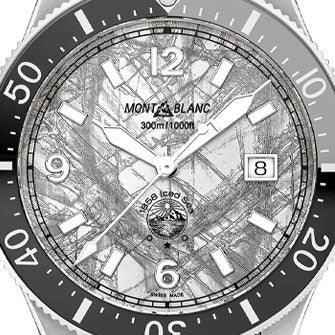 Orologio automatico Montblanc con quadrante grigio dettagliato e finestra data ore 8