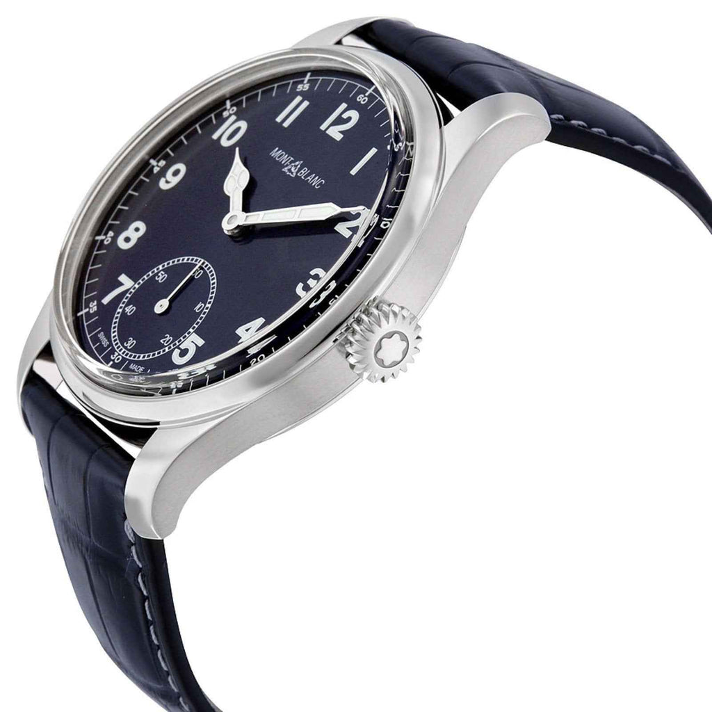 Orologio Montblanc 1858 in acciaio con corona e cinturino blu