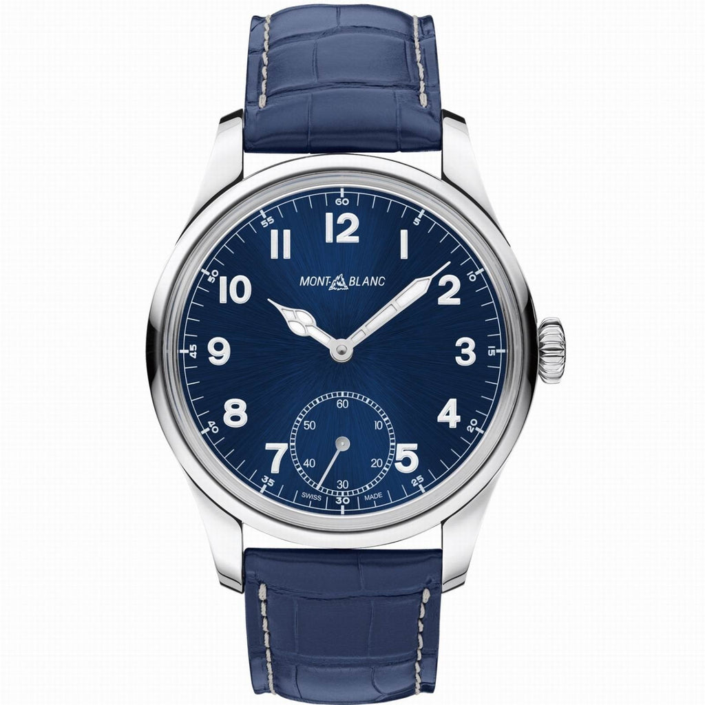 Montblanc orologio 1858 Manual Small Second 44mm blu carica manuale acciaio 113702 Capodagli 1937