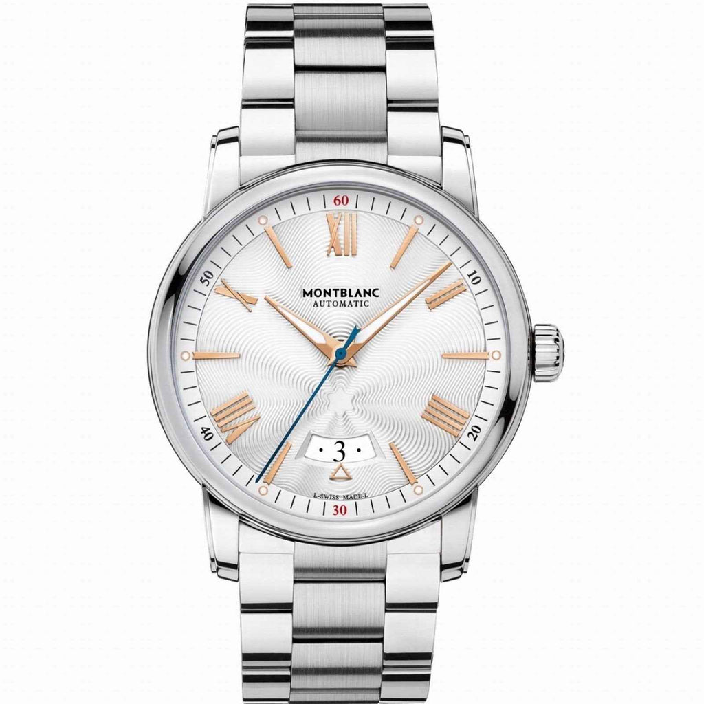 Orologio automatico con bracciale in acciaio lucido e quadrante bianco con datario