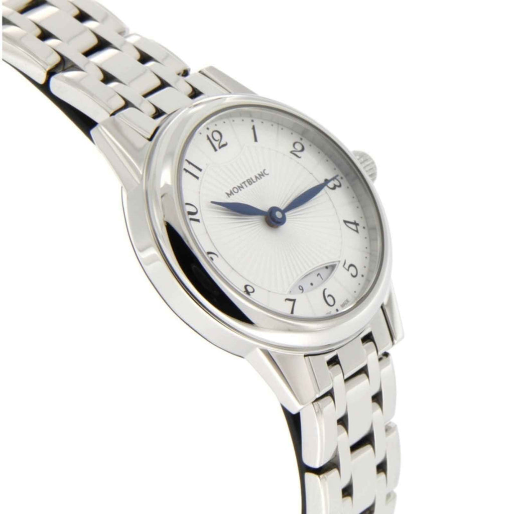 Orologio da polso con lunetta lucida e cinturino in maglia d’acciaio