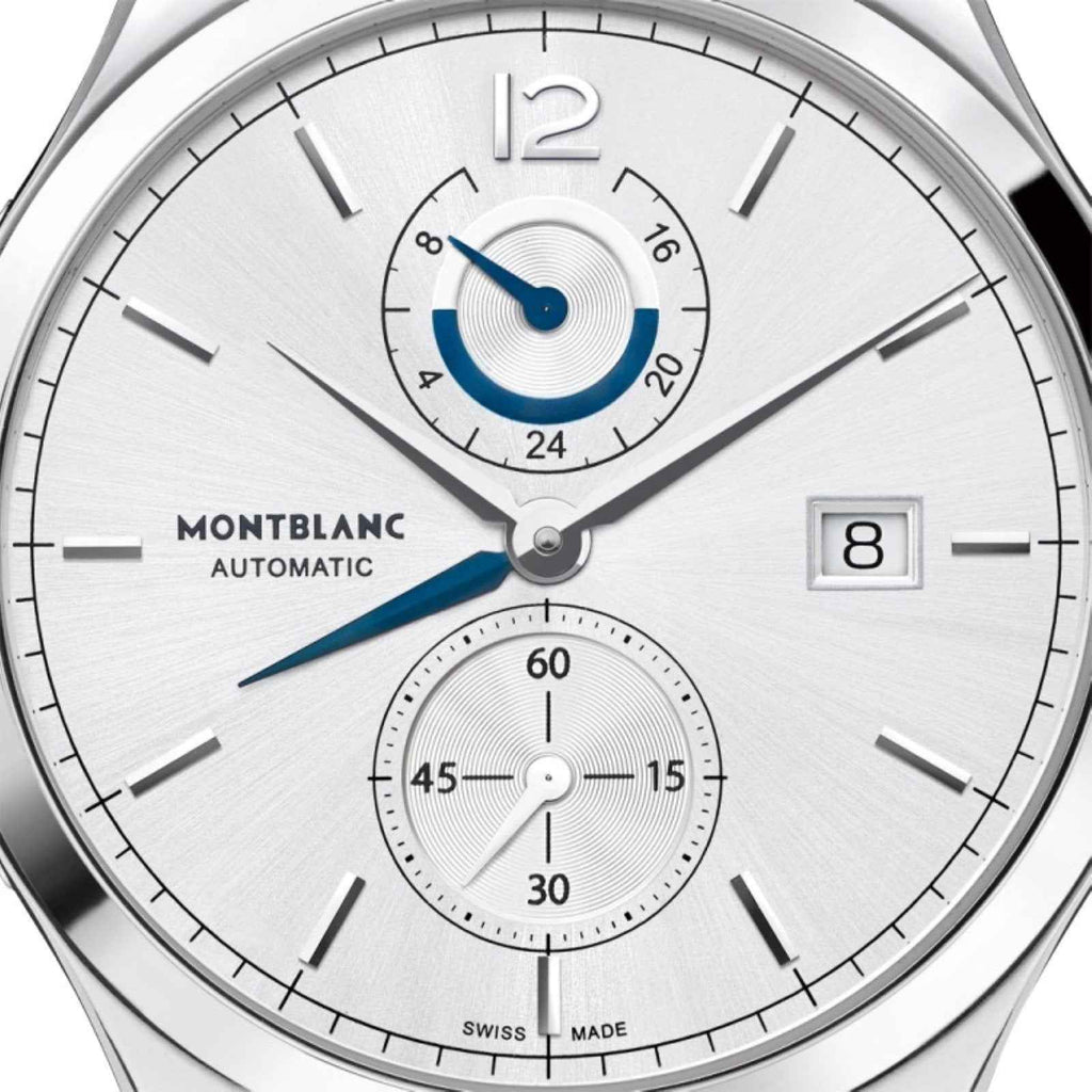 Orologio Montblanc Dual Time 41mm: quadrante argento con dettagli blu