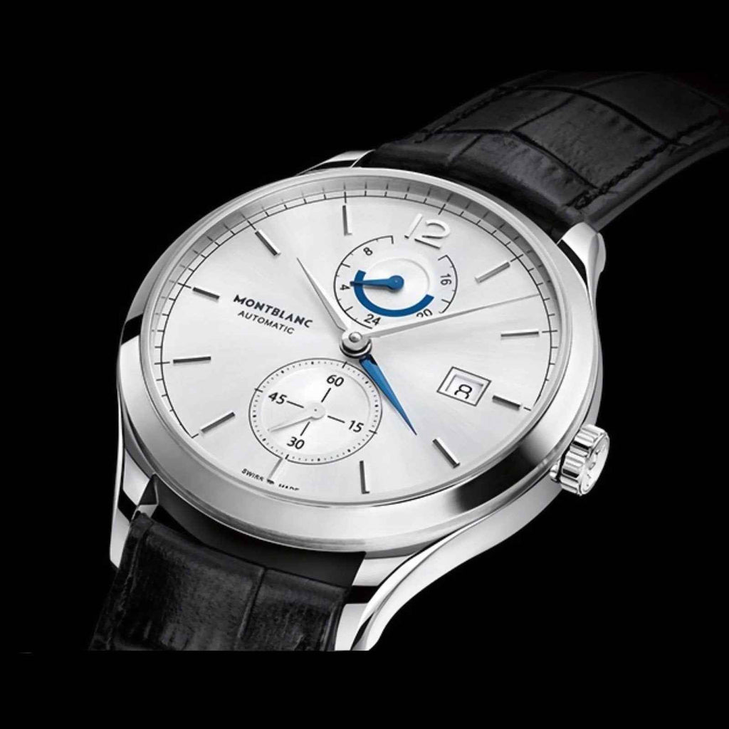 Orologio Montblanc Heritage Dual Time con cassa d’acciaio e cinturino nero