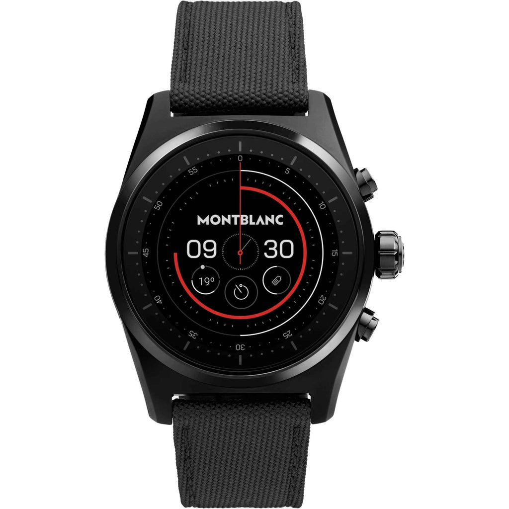 Orologio smartwatch Montblanc Summit Lite 43mm nero: cassa alluminio, cinturino in tessuto