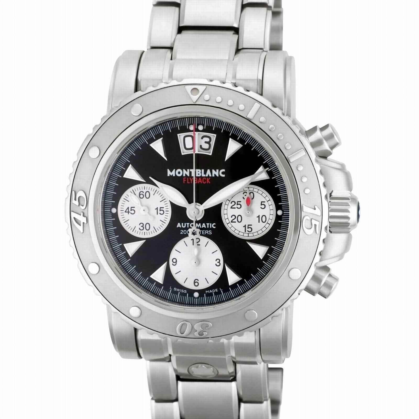 Orologio cronografo automatico Montblanc con quadrante nero e cassa in acciaio