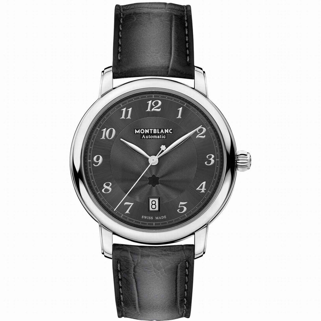Orologio automatico Montblanc Star Legacy con quadrante grigio e cinturino in pelle nera