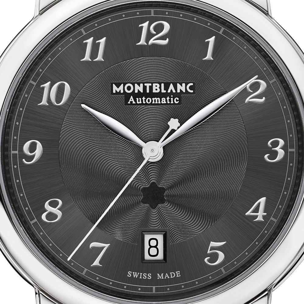 Quadrante dell’orologio Montblanc Automatic con datario e numeri arabi, nero-grigio