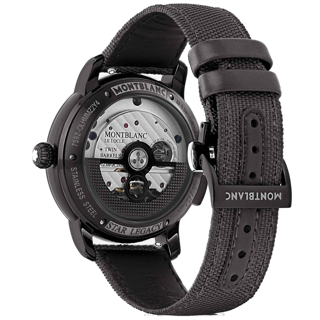 Orologio Montblanc, fondello a vista con movimento, cinturino nero tessuto