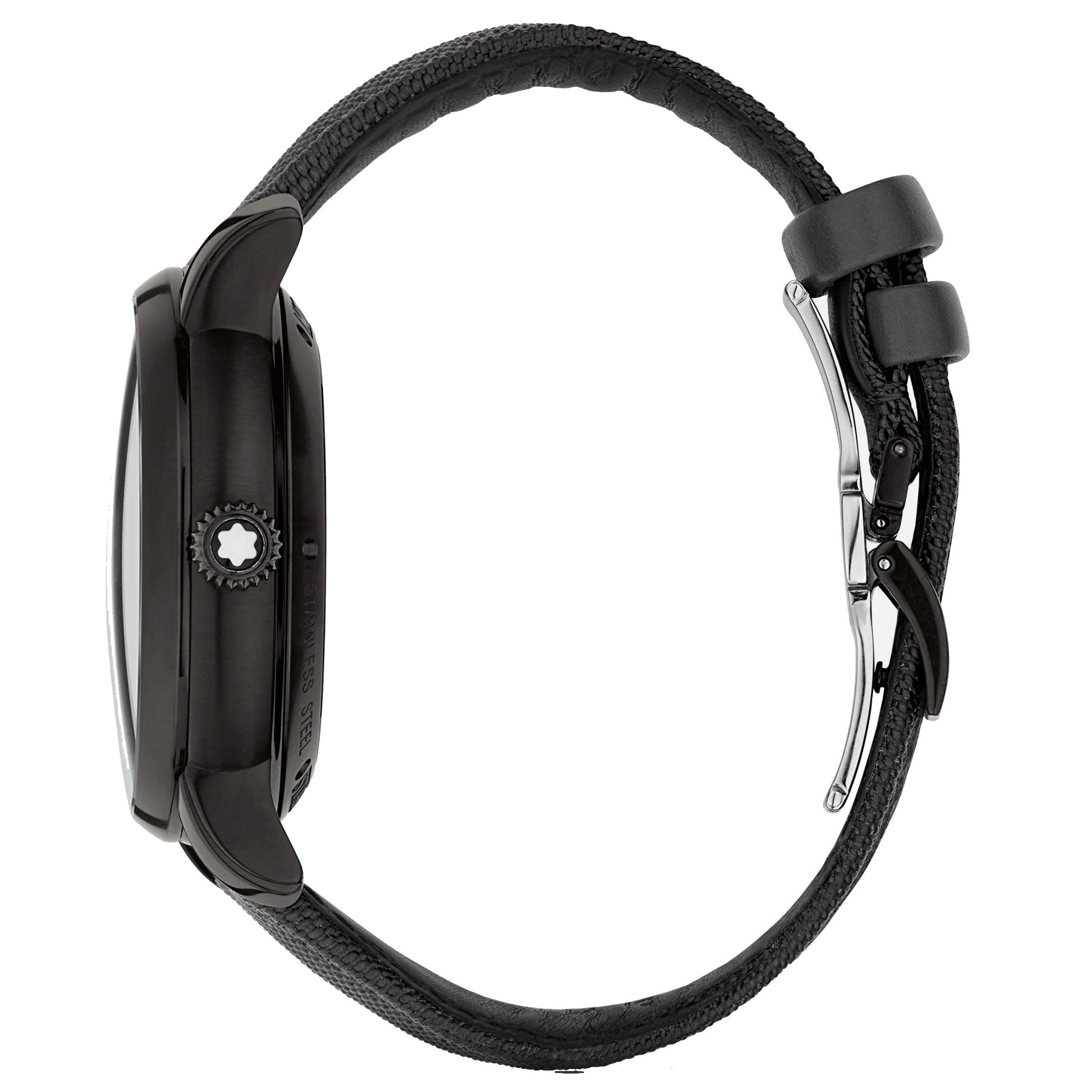 Montblanc orologio cronografo 43 mm DLC nero con cinturino nero in tessuto