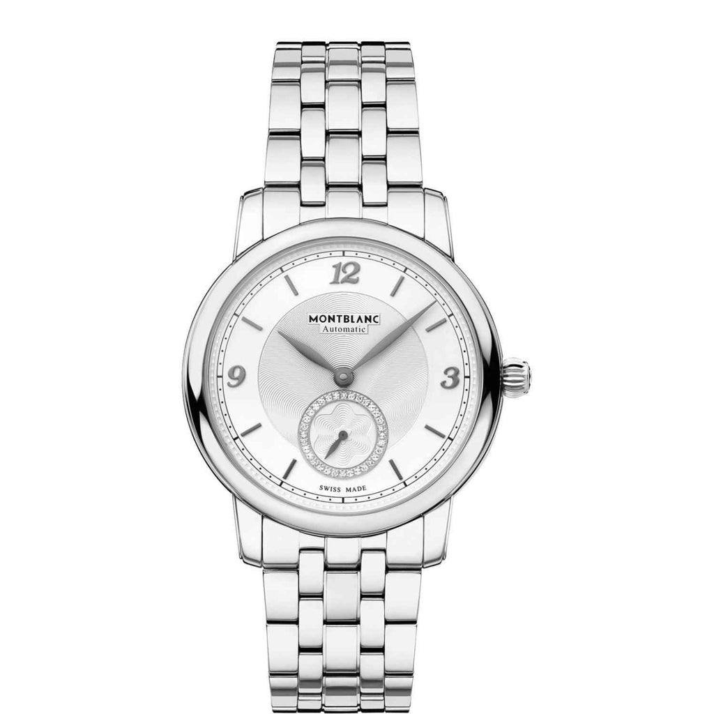 Orologio automatico Montblanc Star Legacy con cinturino in acciaio e quadrante bianco