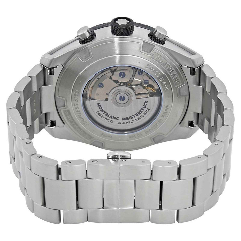 Fondello in acciaio dell’orologio Montblanc Timewalker con incisioni e vetro trasparente