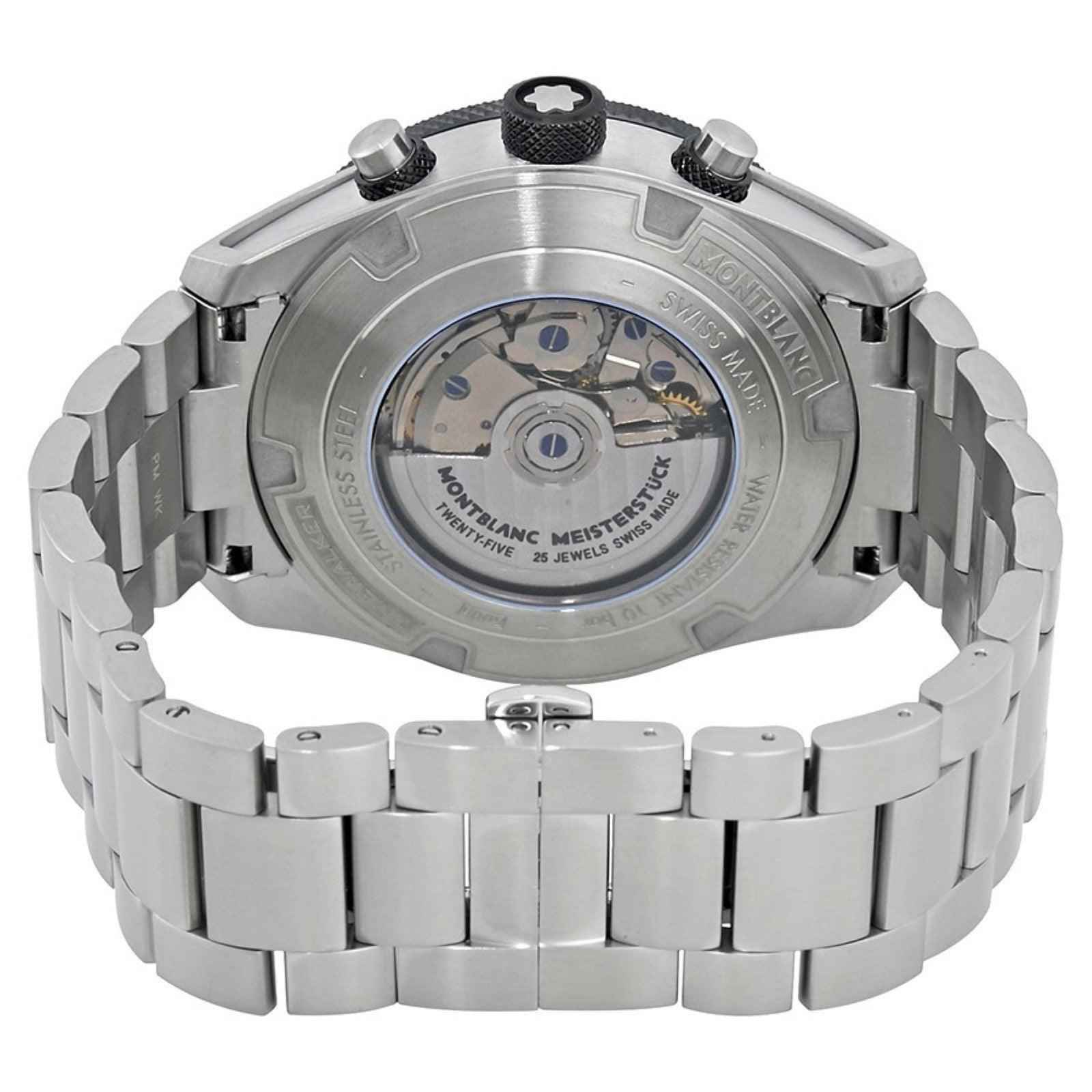 Fondello in acciaio dell’orologio Montblanc Timewalker con incisioni e vetro trasparente