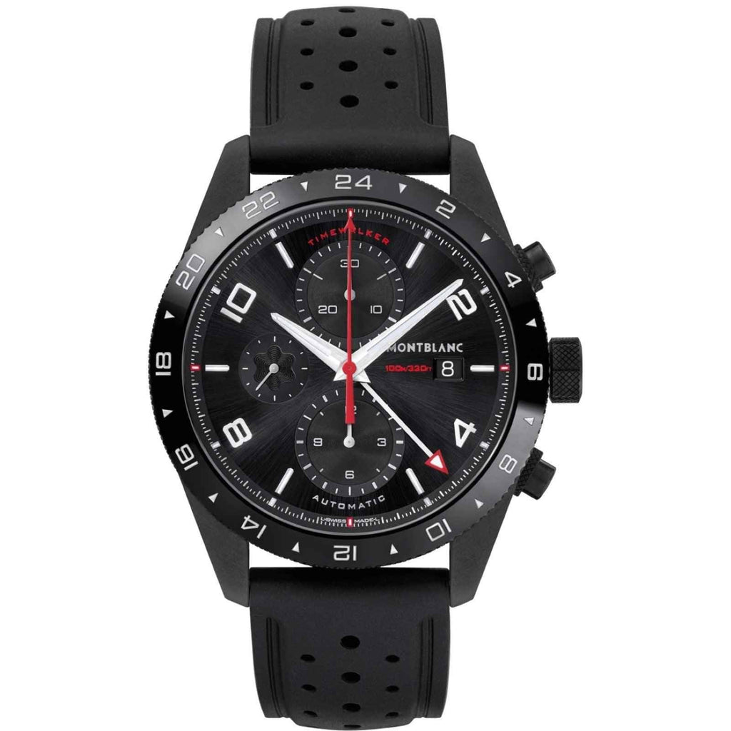 Orologio Montblanc cronografo automatico con cassa PVD nera e cinturino in gomma